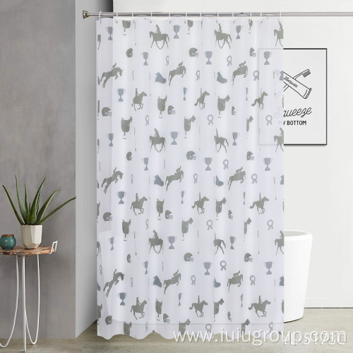 Solid Color PEVA Shower Curtain With 3D Lines